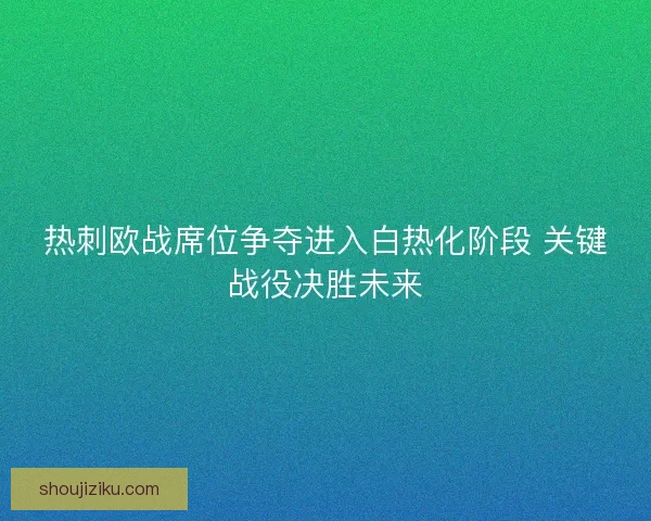 热刺欧战席位争夺进入白热化阶段 关键战役决胜未来